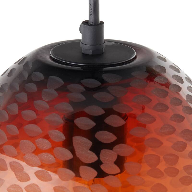 Charlene River of Goods Black Metal and Hand-Blown Glass 8-Inch Pendant Light with Adjustable Hanging Cord - 8" x 8" x 64"