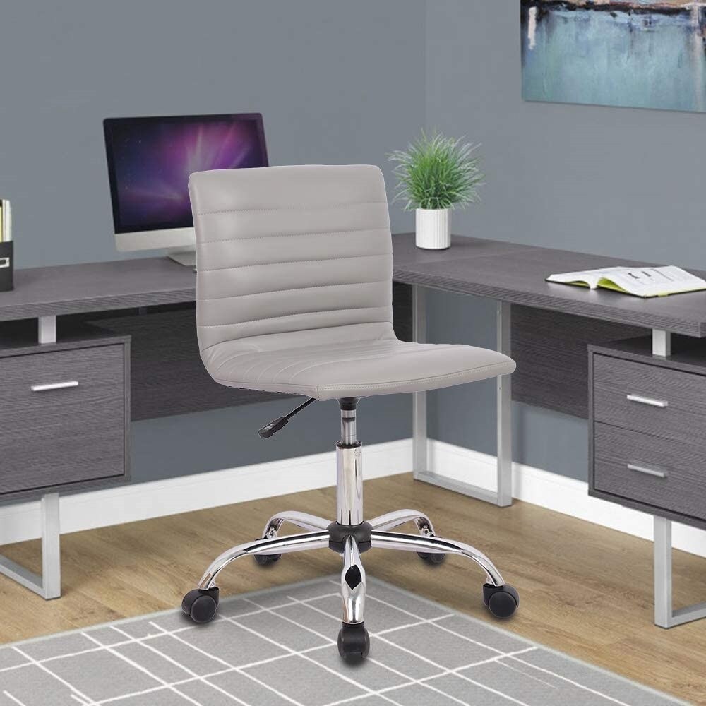 Adjustable Ribbed Task Chair Swivel with Low Back Armless Office Desk Bedroom 