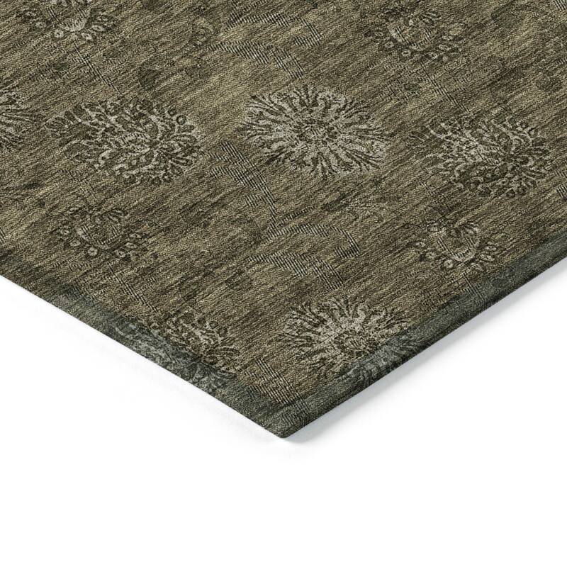 Machine Washable Indoor/ Outdoor Chantille Floral Burst Rug