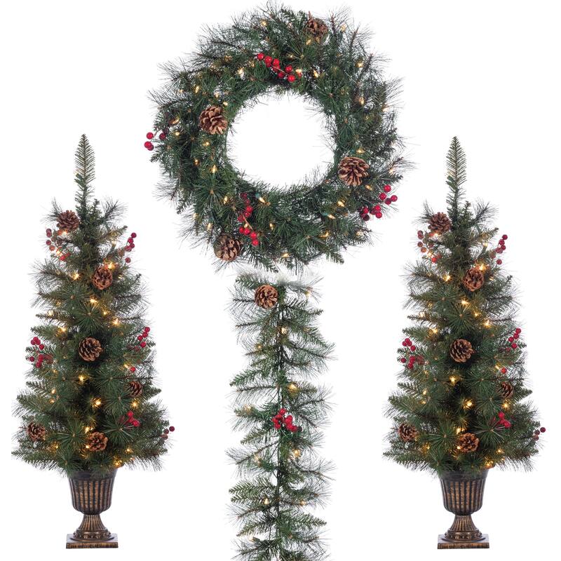 Deluxe 4 Piece Jefferson Pine Holiday Decor Set