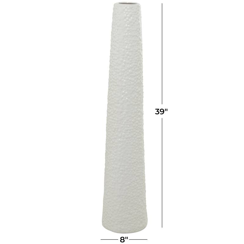 Ceramic Tall Cone Decorative Vase with Bubble Texture - Silver, White, Black, Gold - Roche River Decor