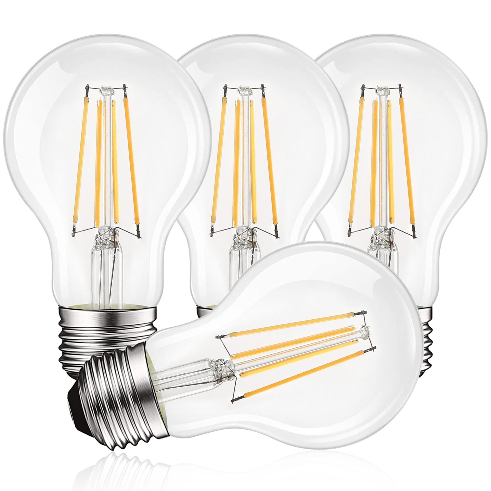 Luxrite Vintage A19 LED Light Bulbs 8W 60W 3500K Natural White Dimmable 800 Lumens Edison Bulb UL Listed E26 4 Pack Bed Bath Beyond 41543232