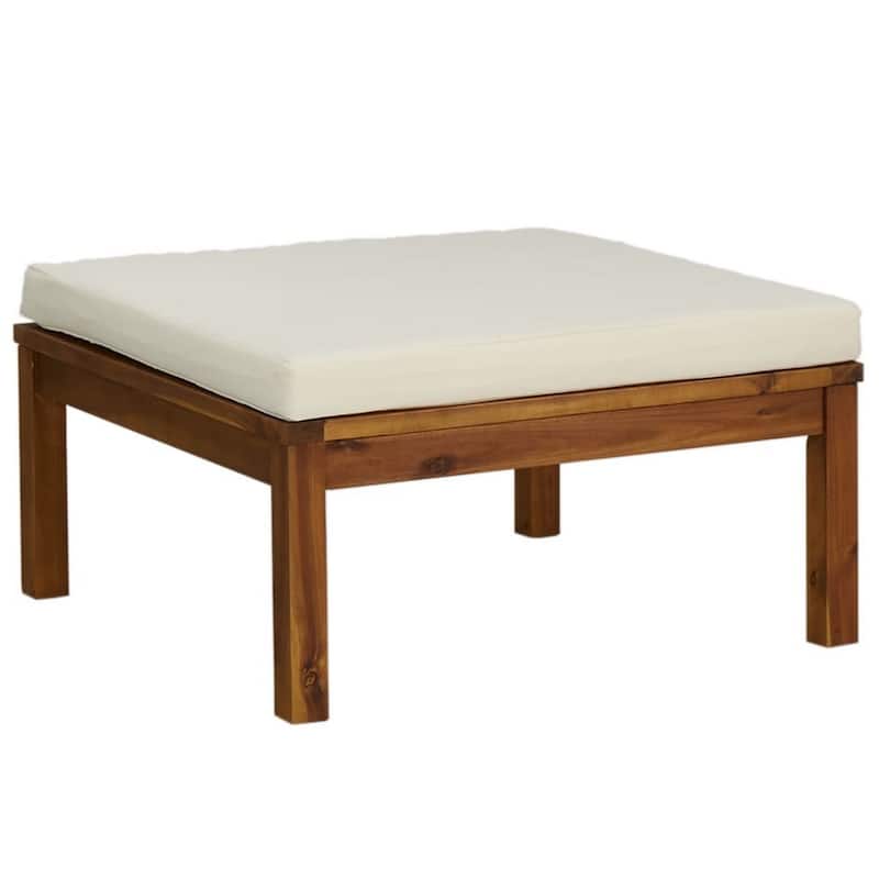 Luna 5pc Modular Outdoor L Sofa and Acacia Wood Coffee Table, Cream