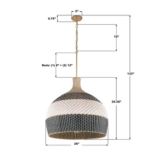 Crystorama Lighting Group ZAN-9006 Zanzibar 6 Light 26" Wide Pendant