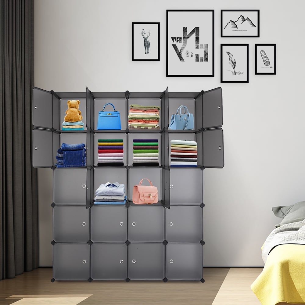 20-Cube Organizer Stackable Plastic Cube Storage Shelves Design
