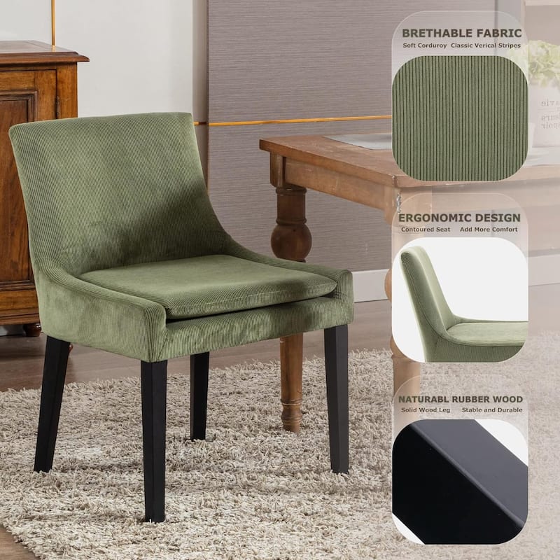 Upholstered Corduroy Accent Side Leisure Chairs with Soild Wood Legs