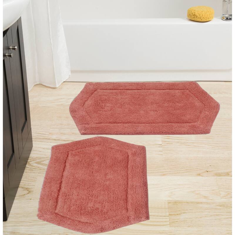 Home Weavers Porch & Den Heesacker Cotton 2-piece Bath Rug Set - Coral