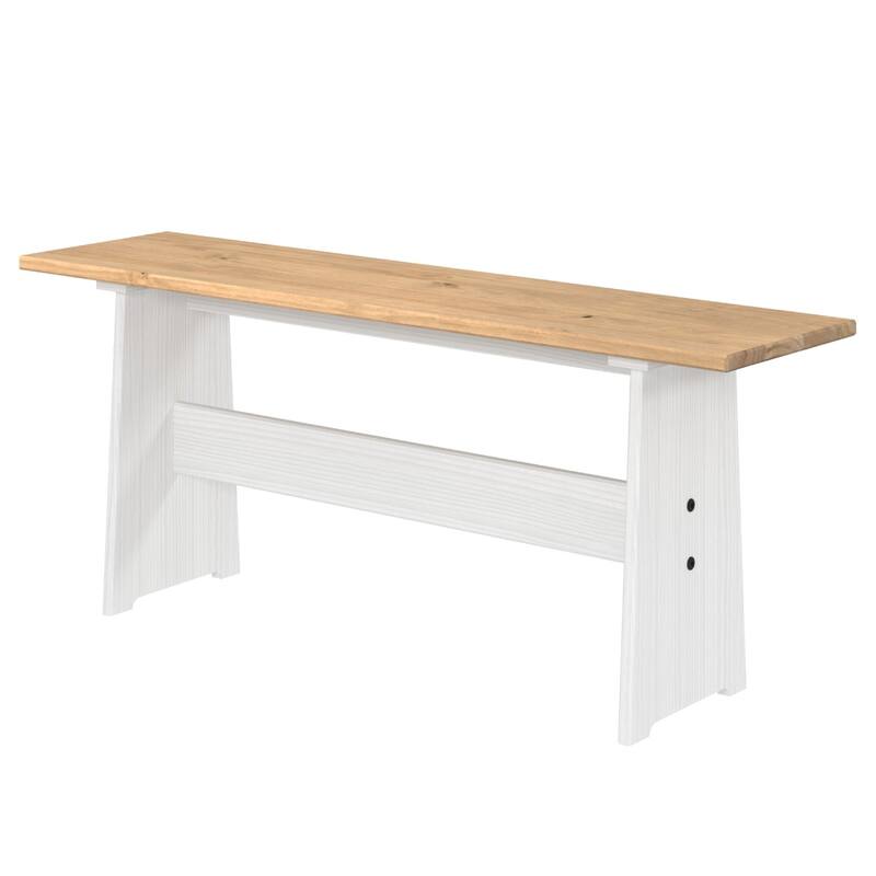 OSHOME Model COW805 Solid Pine Corner Dining Booth in Distressed White