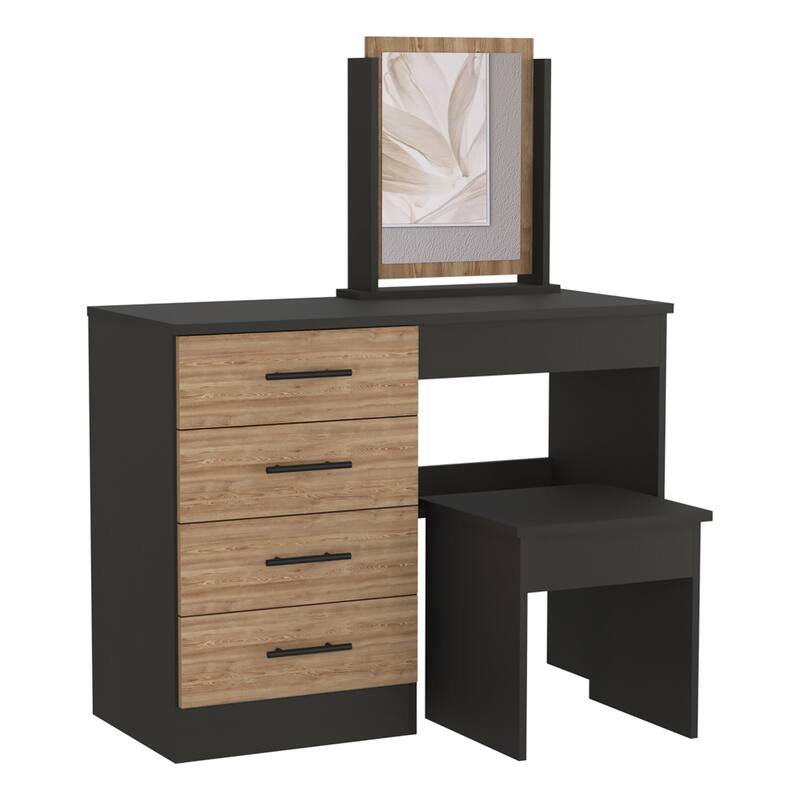 TUHOME Kaia Makeup Dressing Table with Mirror and 4 Drawers