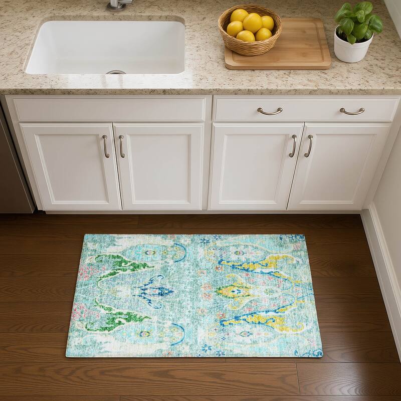 Premium Washable Super Soft Boho Chic Mayfield Rug - Teal - 1'8" x 2'6"