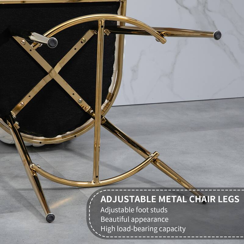26''Counter Height Bar Stools w/Velvet Upholstery and Golden Chromed Base（Set of 2） - N/A