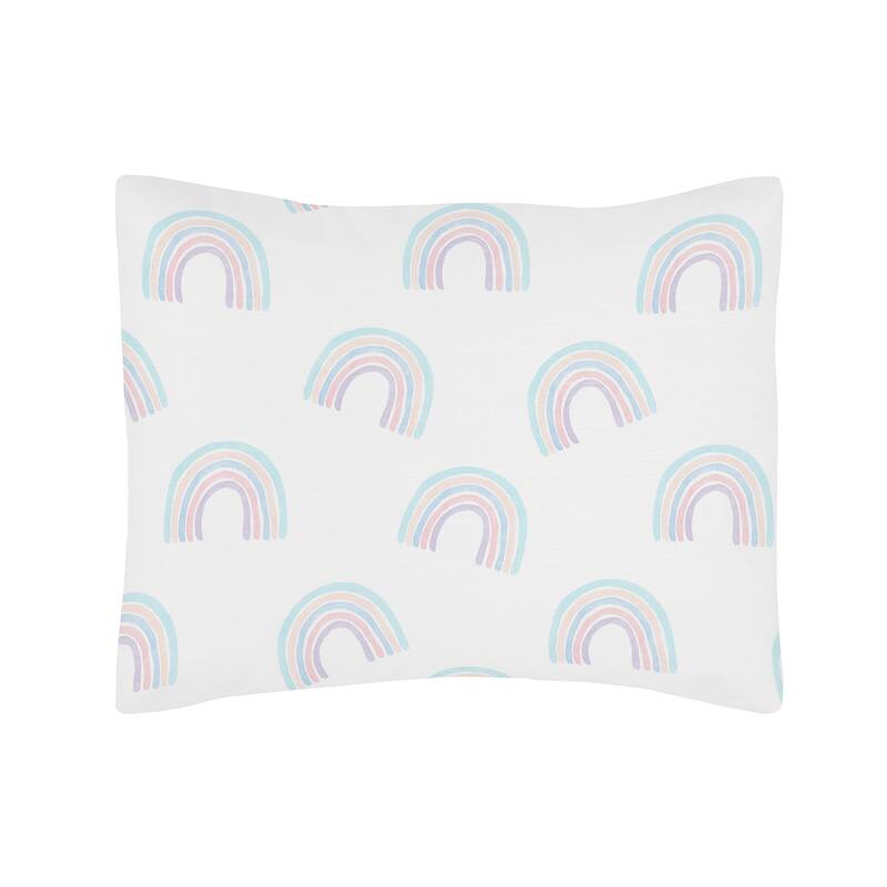 Sweet Jojo Designs Pastel Rainbow Collection Girl 5-piece Toddler-size Comforter Set - Blush Pink, Purple, Teal, Blue and White