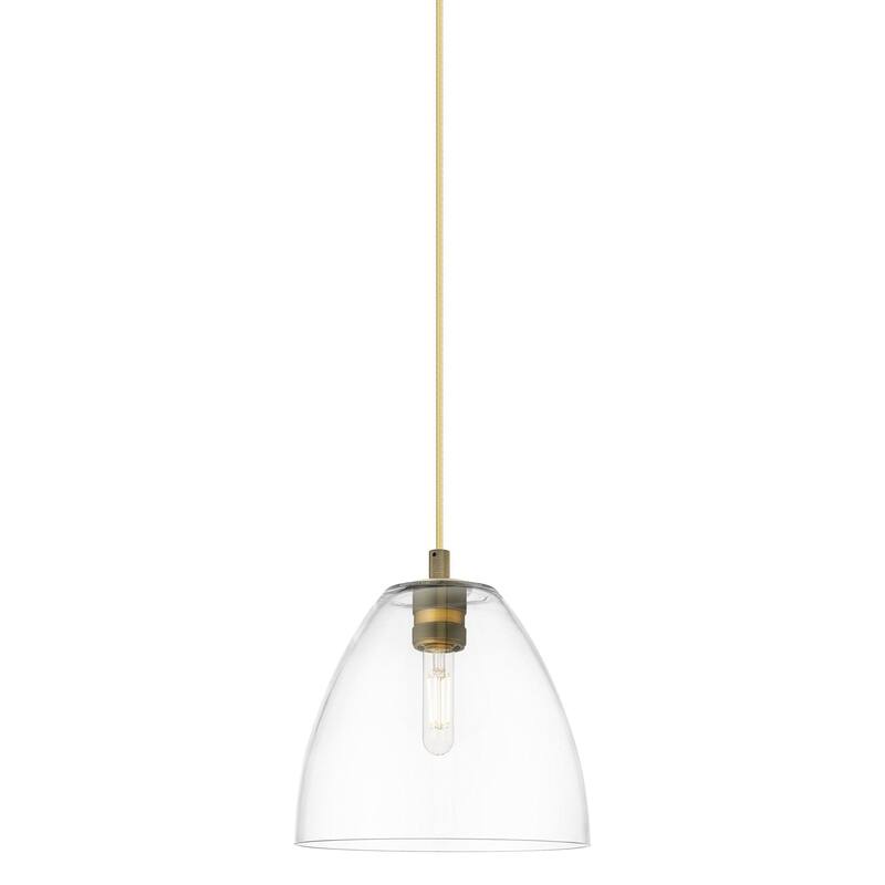 Innovations Lighting 434-1P-11-9 Crown Point Pendant Crown Point 9" - Brushed Brass / Clear