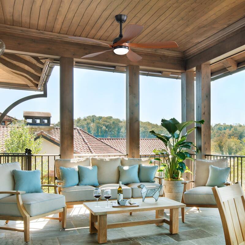 Sofucor 45 Inch Ceiling Fan with Light and Remote,Indoor/Outdoor with 3-Timer,Low Profile Quiet for Bedroom Living Room Patio