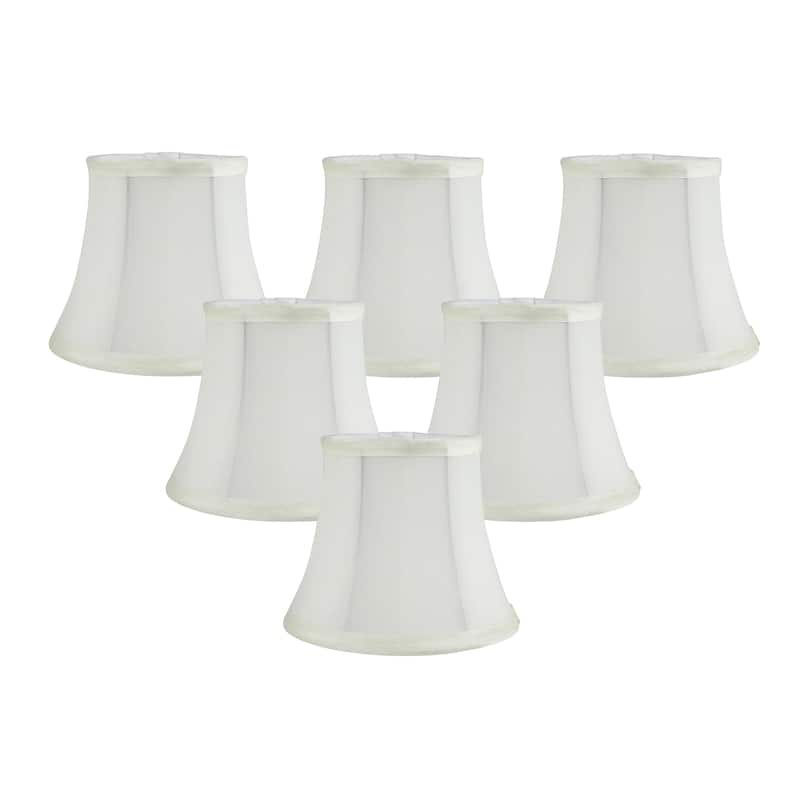 Meriville Faux Silk Clip On Chandelier Lamp Shades, 4-inch by 6-inch by 5-inch - Set of 6 - Eggshell