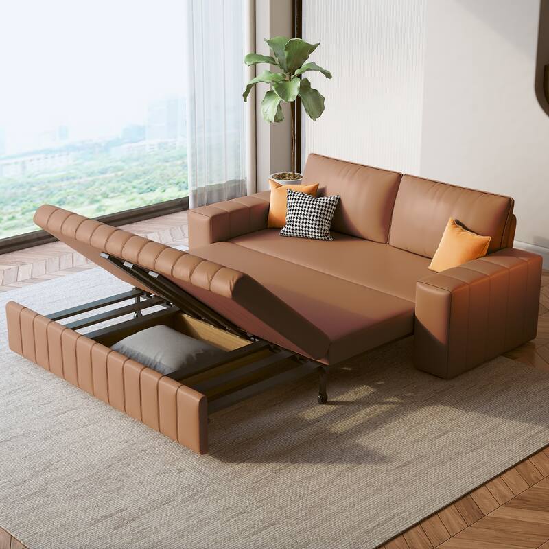 JASIWAY Modern Upholstered Loveseat Sleeper Sofa Bed with Storage