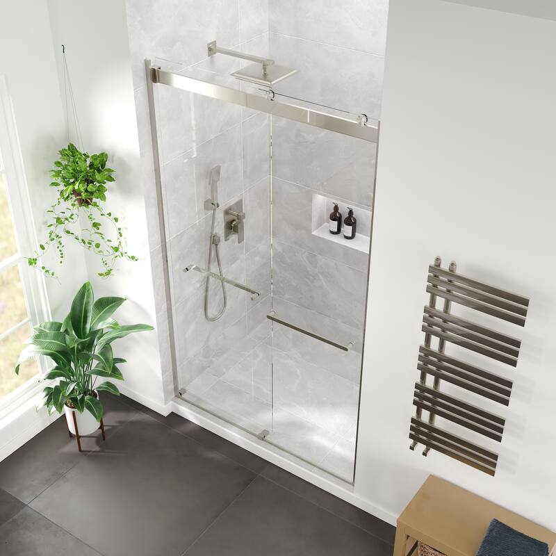 Eviva Orbit Sliding Frameless Shower Door with Tempered Glass