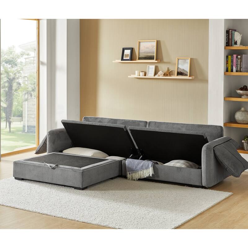 Cesare Modern 2-Piece Reversible Cushions Sectional with Storage by HULALA HOME