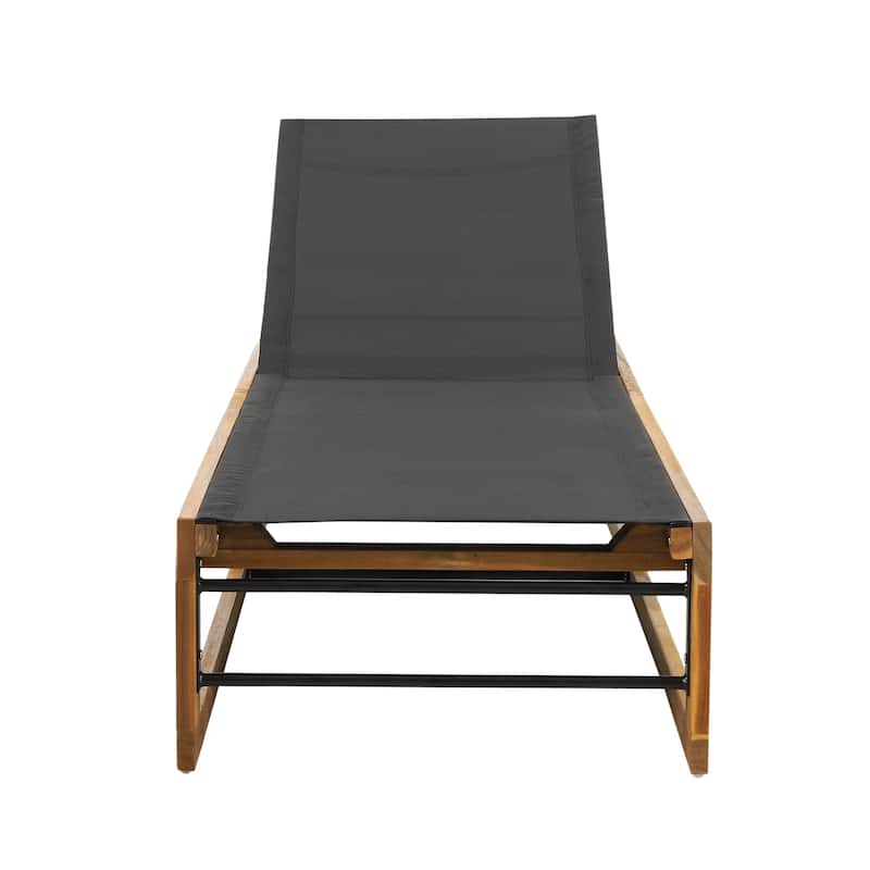 Emile Outdoor Mesh and Wood Chaise Lounge (Set of 2) by Christopher Knight Home