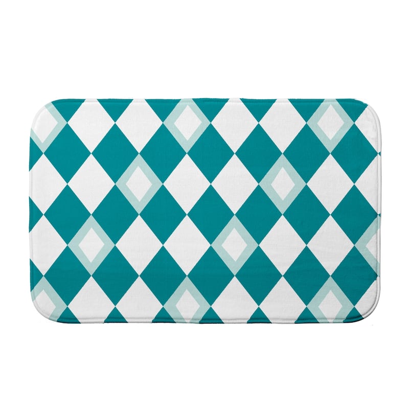 Harlequin Bath Mat - 21 x 34 - Teal
