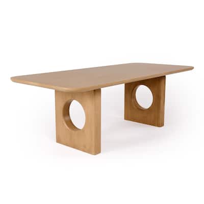 Now Ohan 90 Inch Dining Table, Rectangular, Light Brown Solid Rubberwood