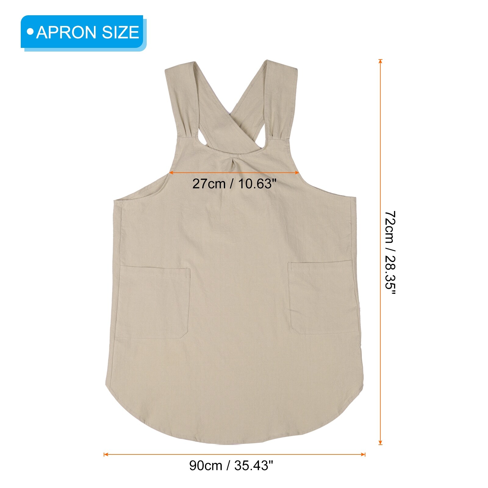 Cotton Linen Apron, Cross Back Aprons with Pockets for Women