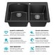 preview thumbnail 17 of 42, KRAUS Forteza Granite 33 inch 60/40 Undermount Drop-in Kitchen Sink