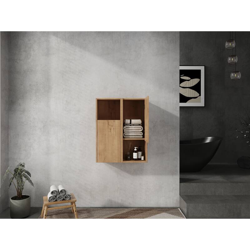 24" Bathroom Side Cabinet, Soft Close Doors, Float Mounting Design, Imitative Oak