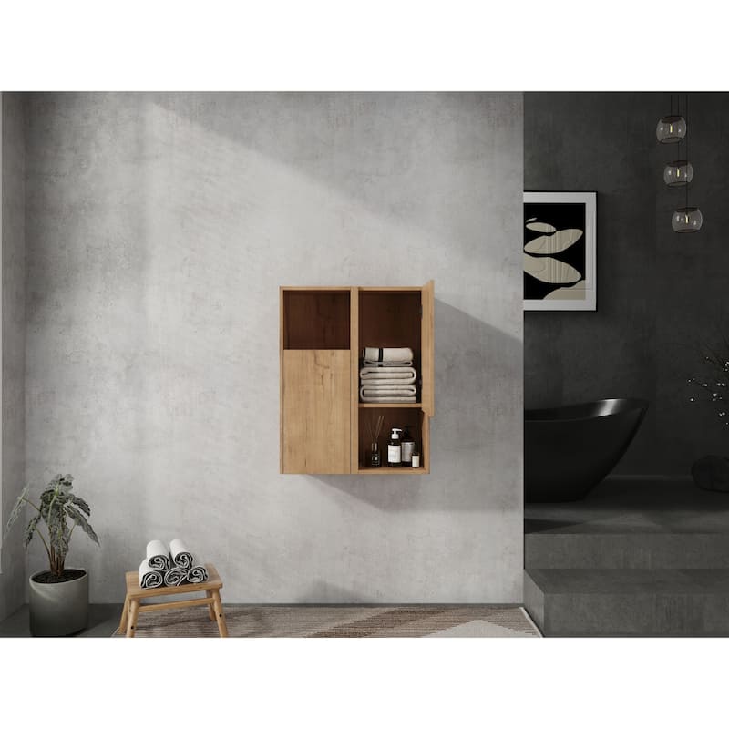 Modern Bathroom Side Cabinet with Soft-Close Door Hinges & Reversible Door, Floating Wall-Mounted Storage Cabinet
