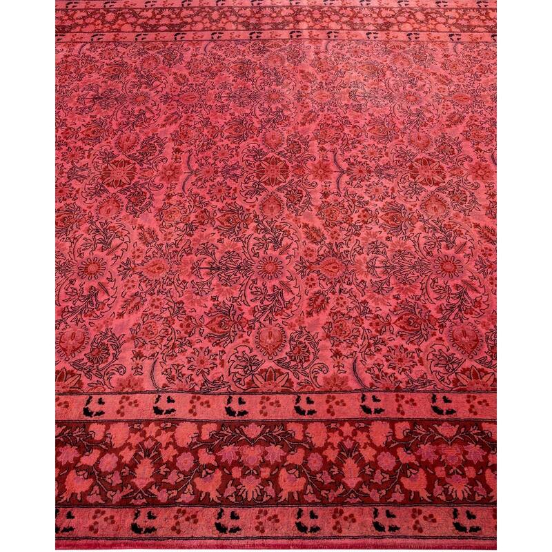 Overton Hand Knotted Wool Vintage Inspired Modern Contemporary Overdyed Pink Area Rug - 6' 2" x 12' 1"