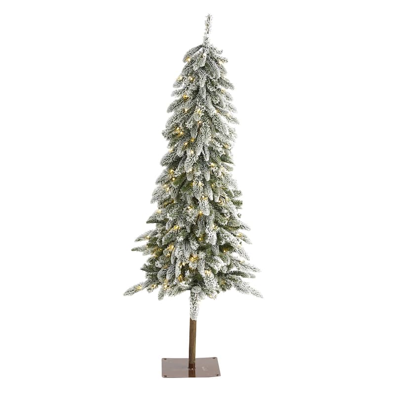 Artificial Christmas Tree 5.5Ft Pre-Lit Xmas Tree with Warm White Lights & Bendable Branches - Green - 66