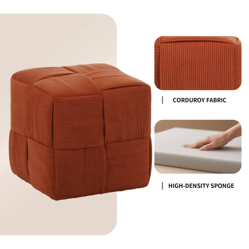 Ottoman Foot Rest Soft and Comfortable Ottoman Square Corduroy Woven Design Sofa Stool