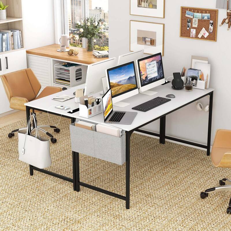 Costway Set of 2/4/6 Meeting Room Desk with Charging Station &