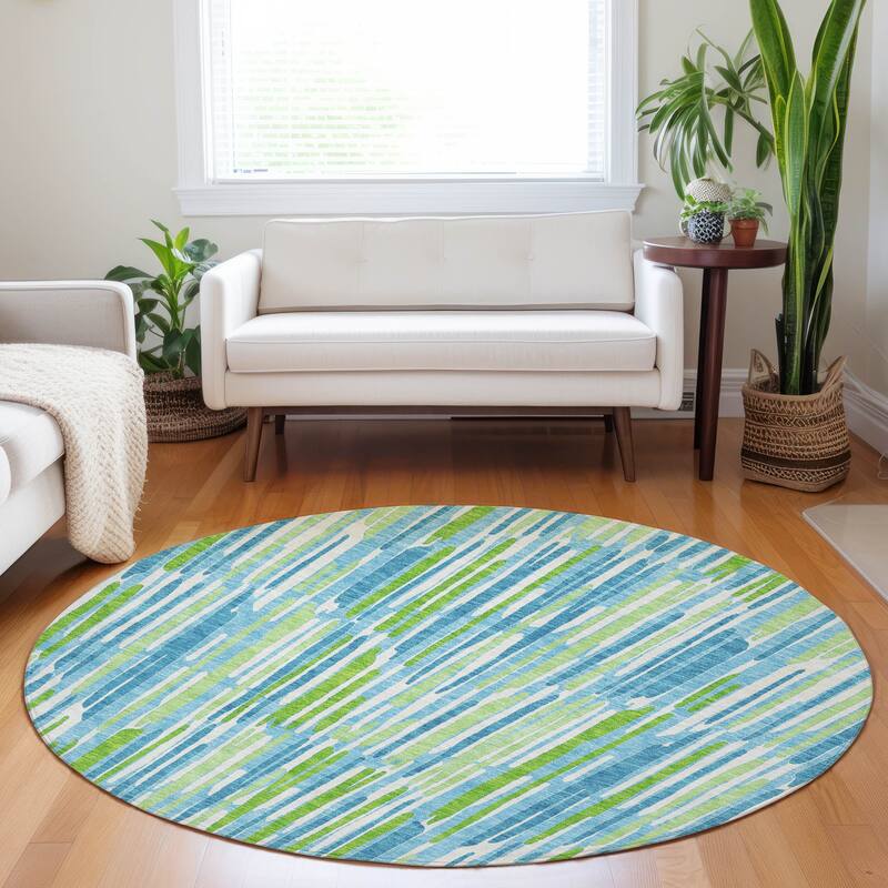 Premium Washable Super Soft Modern Ombre Mayfield Rug - Aqua - 8' x 8' - Round