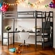 preview thumbnail 1 of 10, Twin XL Size LED Loft Bed with Desk,USB,Wardrobe,Kids Bed Design Black