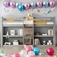 preview thumbnail 1 of 7, Twin Size Kid Low Loft Bed With Two-Tier Shelves And LED Light For Grey,Kids Twin Loft Bed With Multifunction,Easy Assembly Gray - Twin