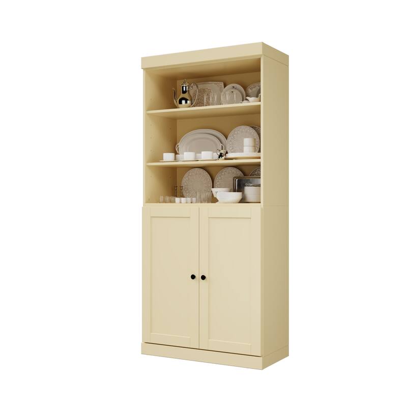 Palace Imports 100% Solid Wood 32" Pantry Cabinet with Shaker Doors, 2-Drawers and Adjustable Shelves