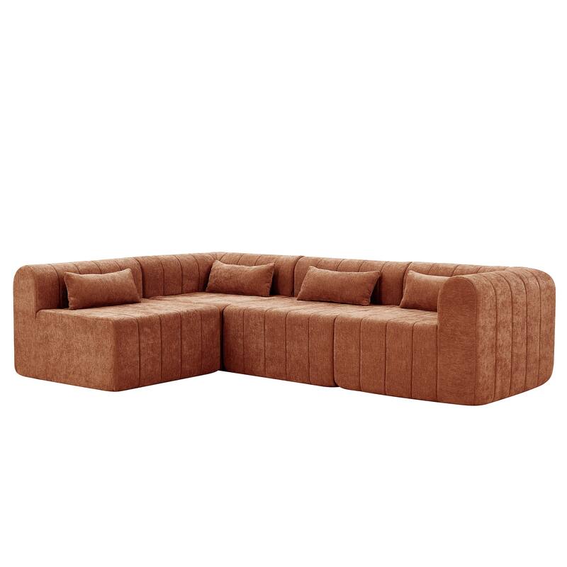 145.5" Modular Sofa Couch, Modern Sectional Sofa for Living Room, Polyester Upholstered Cloud Couch with Deep Seat