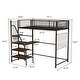 preview thumbnail 4 of 15, Twin Size Metal Loft Bed with Desk Charging Station LED Lighting