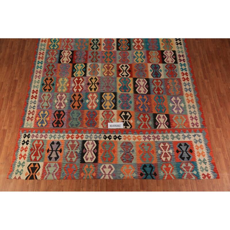 Kilim Oriental Large Rug Hand-Woven Southwestern Wool Carpet - 10'1"x 16'4"