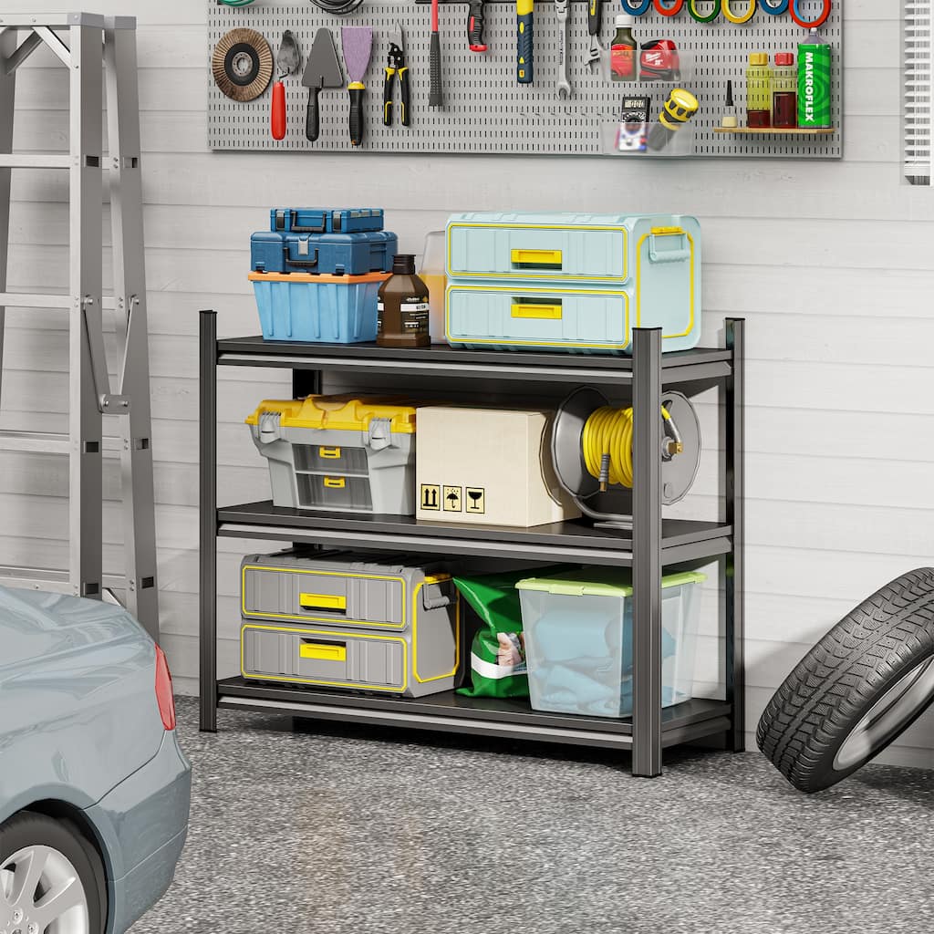 3-Layer Storage Rack, Metal Storage Rack, Adjustable Height Partition, Suitable For Living Room, Kitchen, Supermarket, Garage