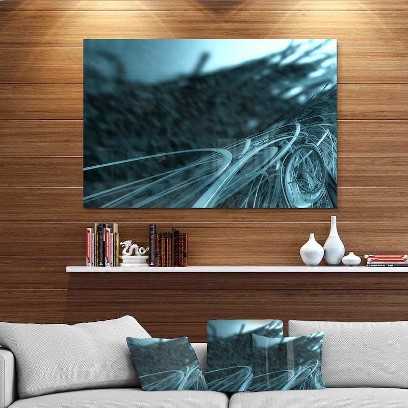 Fractal 3D Bottom Stripes - Abstract Art Glossy Metal Wall Art