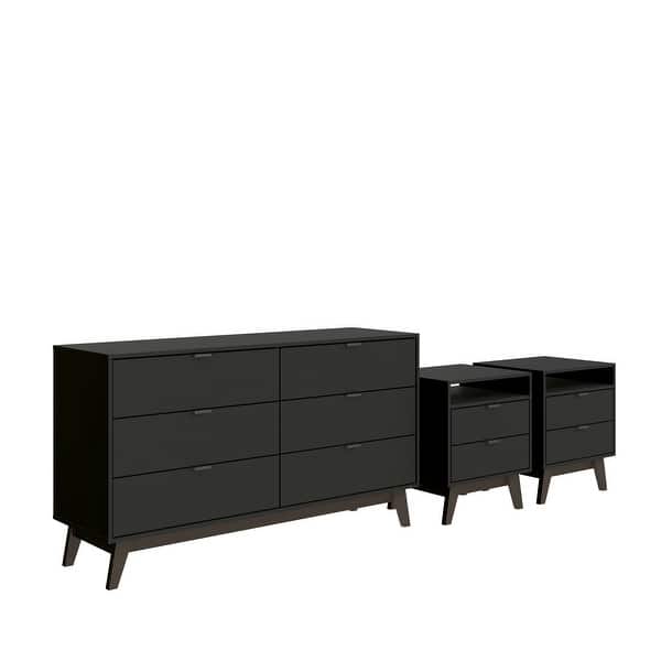 Kappesberg New Hanford 3-Piece Bedroom Set, 6-Drawer Dresser and Two 2-Drawer Nightstand