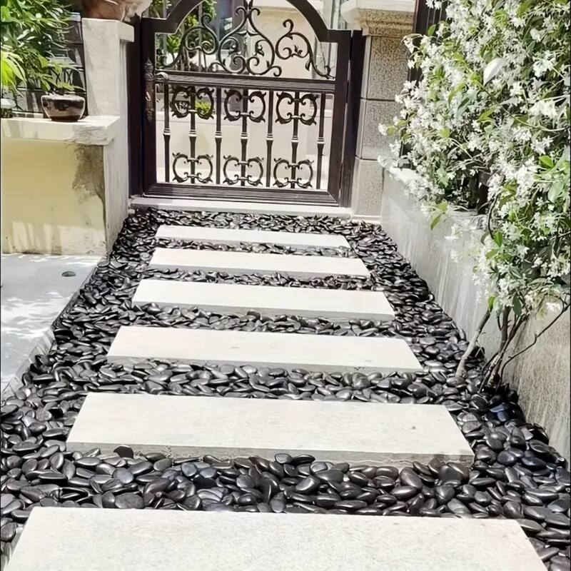 Anmytek Polished Black River Rocks, Smooth Glossy Pebbles for Vases, Candle Holders, Potted Plants, Garden Pathways