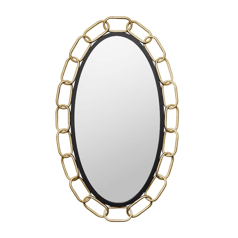 Chains of Love 24x40 Oval Wall Mirror - N/A - Matte Black/Textured Gold