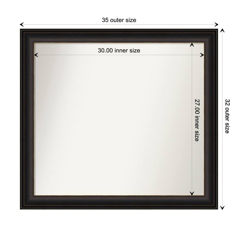 Trio Oil Rubbed Bronze Framed Non-Beveled Custom Wall Mirror, Bathroom Vanity Mirror - Outer Size: 34.5 x 31.5