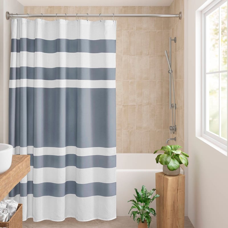 Madison Park Spa Waffle Shower Curtain with 3M Treatment