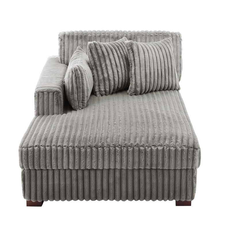 42" W Plush Corduroy Upholstered Chaise Lounge Sleeper for Living