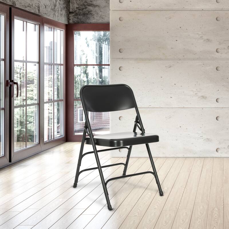 Hampden Furnishings Bernadine Collection All Metal Triple Brace Folding Chair, Pack of 4