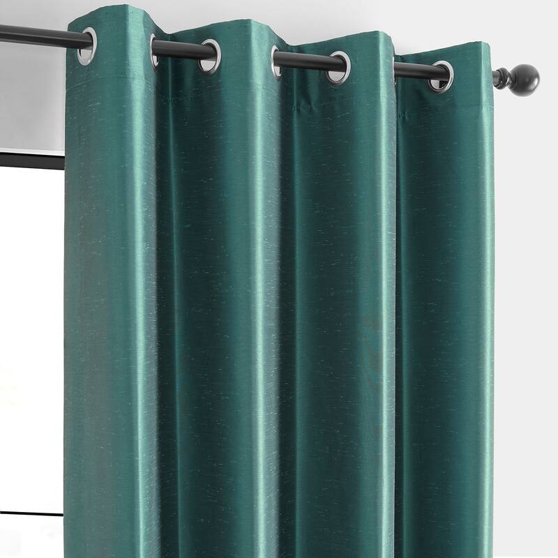Exclusive Fabrics Textured Dupioni Faux Silk 108-inch Blackout Grommet Curtain (1 Panel) - 50 x 108